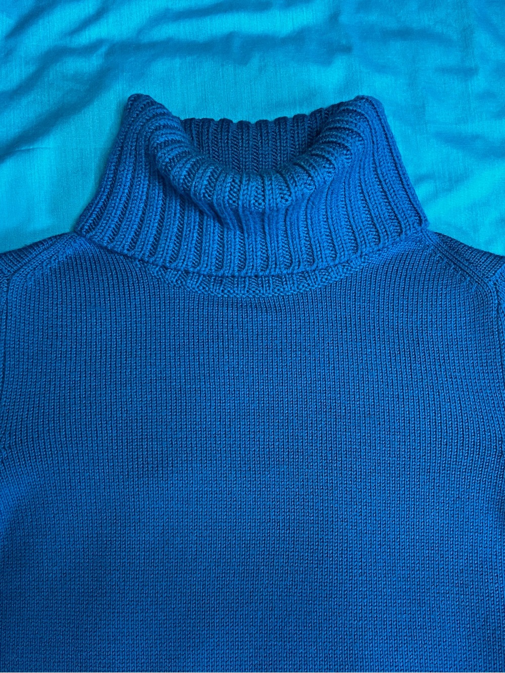 Banana Republic Merino Wool Turtleneck Sweater Blue Button Cuff Y2K 2007 S - Picture 12 of 16